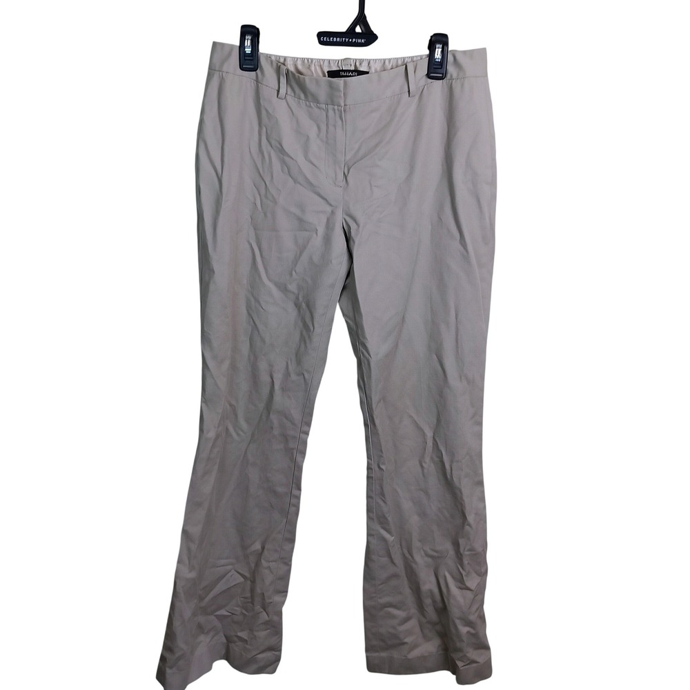 Tahari Dress Pants Womens 10 Khaki Excellent Bootcut Stretch Workwear Trousers